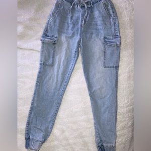 Fitted Cuffed Drawstring Jeans